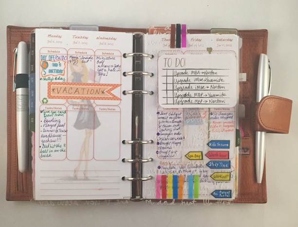 planners, custom inserts, color coding , stickers, stamps 