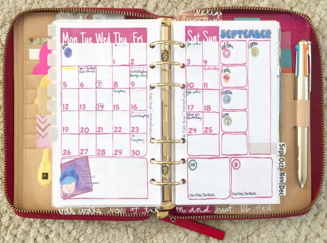 planner, planner setup, kate spade, wellesly, gold coleto pen, month-on-two-pages