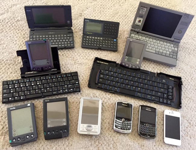 My electronic organizer (aka mobile gadgets) collection throughout the years