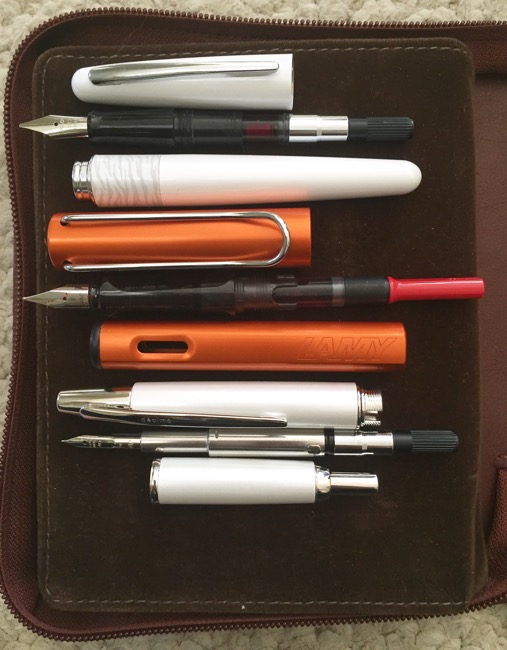 Cartridge converter pens (T-B: Pilot Metropolitan, Lamy Al-Star, Pilot Decimo)