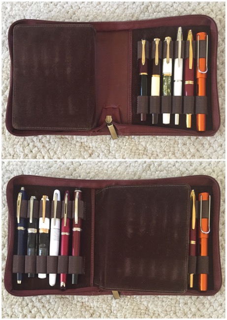My favorite fountain pen case---carries 12 pens at a time!